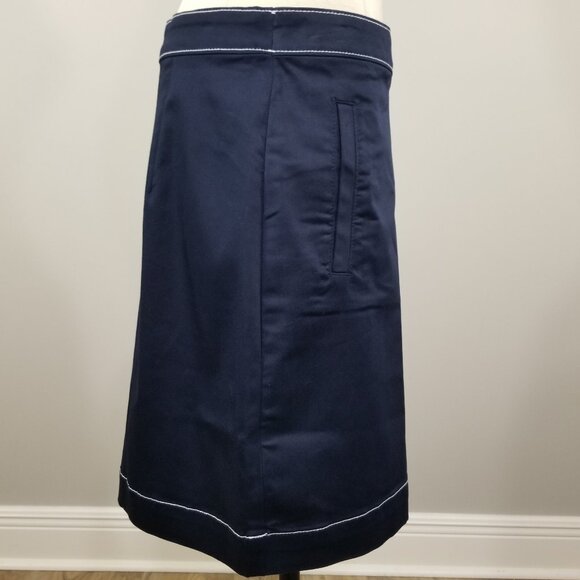 Tommy Hilfiger Size 4 Skirt A-Line Navy Faux Wrap Contrast Embellished Nautical - Picture 6 of 8